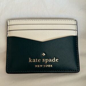Kate spade green, white and gold card holder